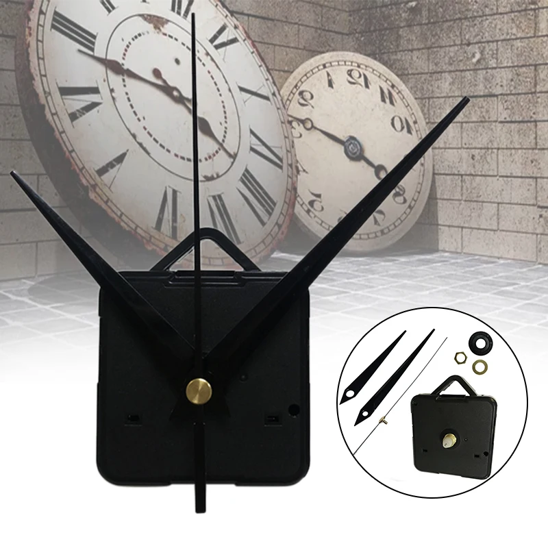 

New Clock Silent Quartz Movement Mechanism Black Hands DIY Replacement Part Set