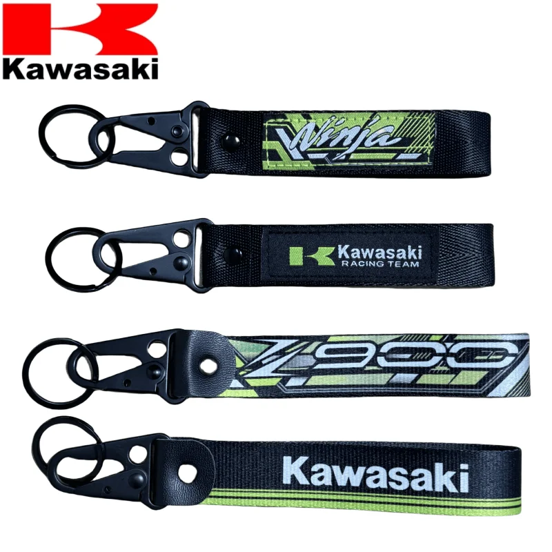 Embroidery Kawasaki key chain tag strap leather accessories keytag racing keychain