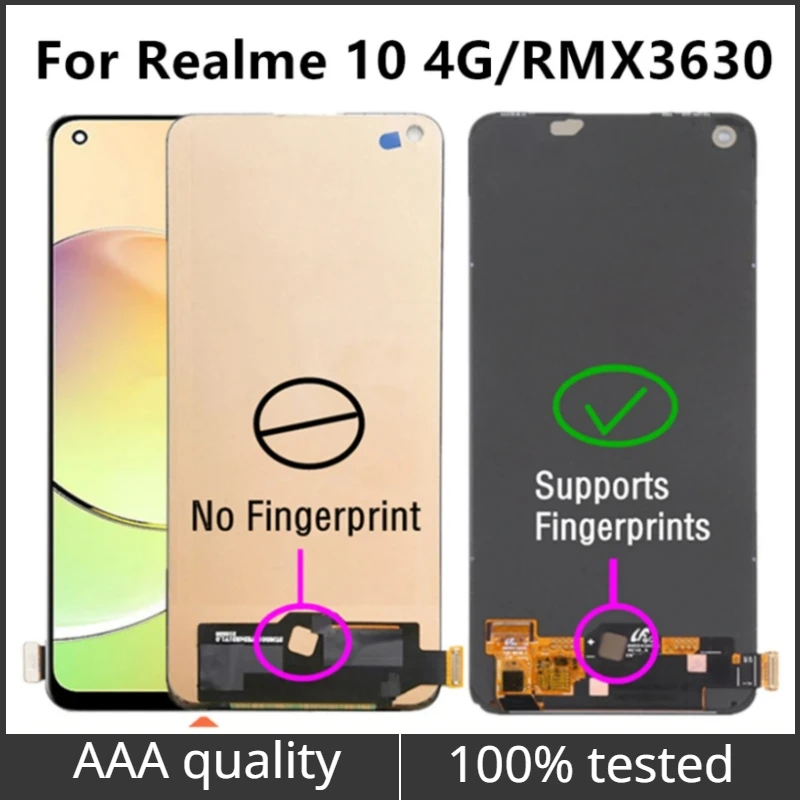 

6.4" AMOLED & TFT LCD For Realme 10 4G RMX3630 LCD Display Touch Screen Digitizer Panel Assembly Replacement