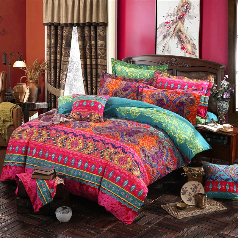 Indian Cotton Bed Sheet Set Hand Block Print Floral Bedcover King Queen  Size Flat Sheet with Pillowcase Set Sofa Cover Home Living Decor Tapestry