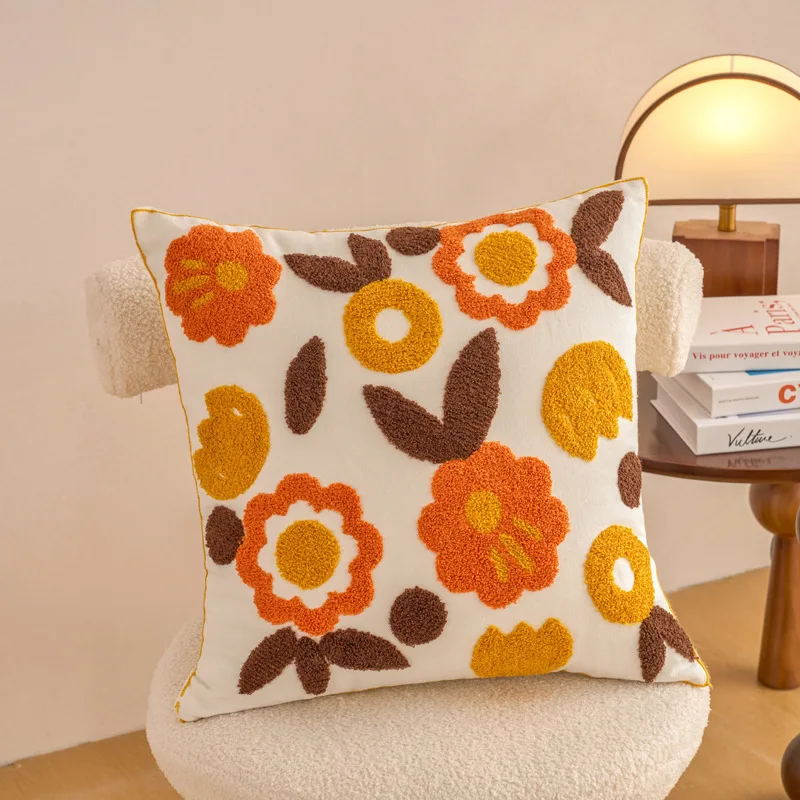 Embroidered Countryside Floral Cushion Covers