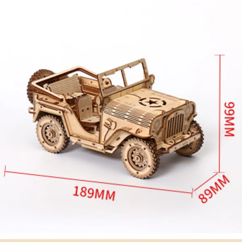 DIY Mechanical Off-road Cars Wood Puzzle Toys Child Classic Jeep Building Block Kits Models for Boys Adults 3d Ww2 Military Gift 6