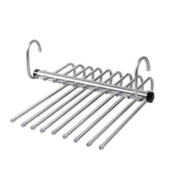 Space-Saving Stainless Steel Multi-Tier Pants Hanger and Closet Organizer - Stainless Steel (9 Layer)