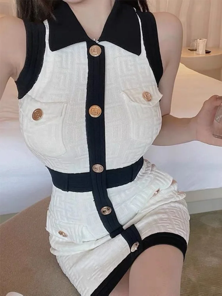 

QWEEK Office Ladies Knitted Knit Dresses Elegant Party Japanese Bodycon Wrap Slim Corset Mini Short Dress 2023 Fashion Outfits