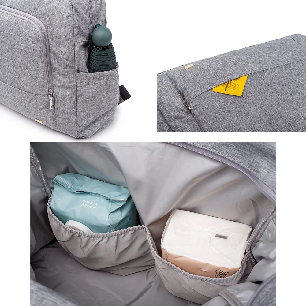 Soboba Solid Diaper Bag Fashion Waterproof Multi-functional Diaper Backpack Nursing Changing Bag for Baby Large Stylish Bag 5