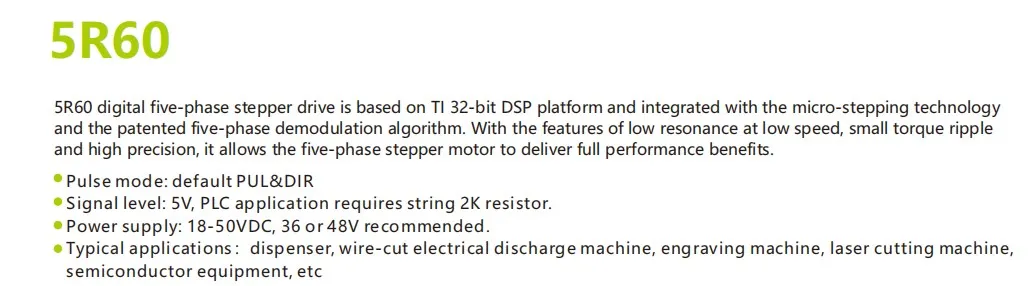 Description Picture 2 of item5R60 Nema 23 5 Phase 0.72 degree Stepper Motor Driver AC/DC Motor Driver Controller for Nema17 23 Stepper Motor