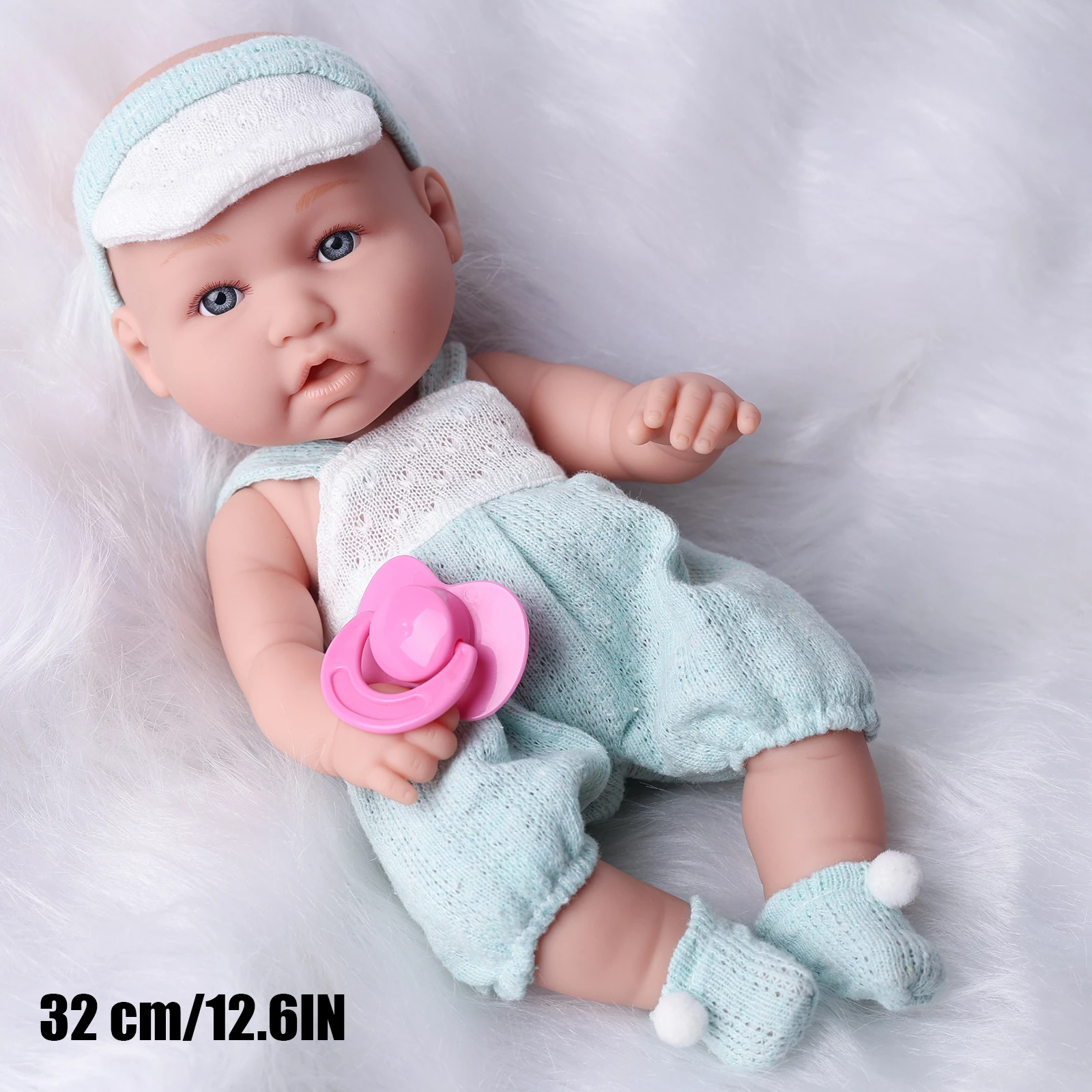 원피스   인형, 그린 컬러 의류, 비닐 바디, 현실적인 다시 태어난  인형, 패션 스타킹 포함, 32cm, 12.6 인치