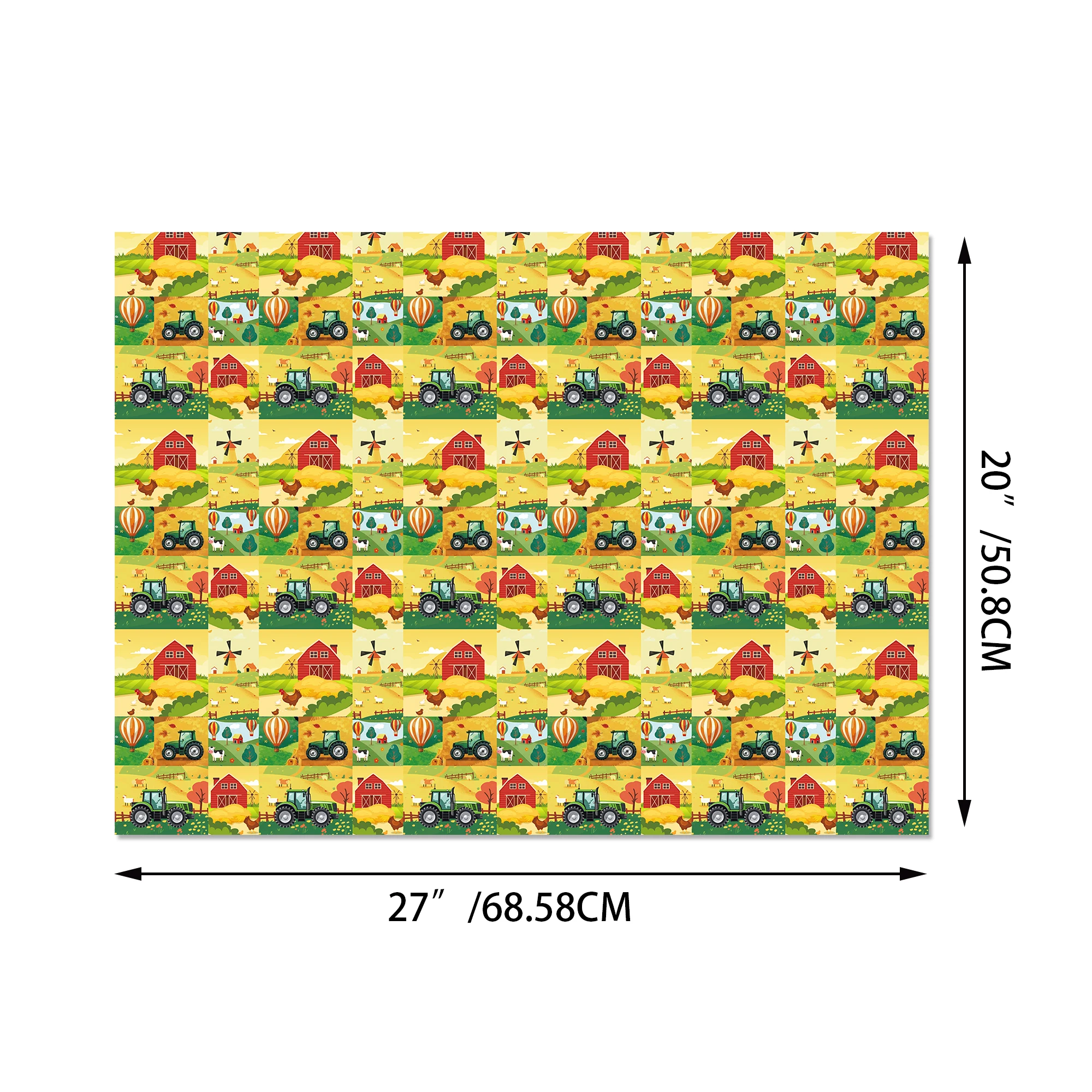 4/12/24 Stück Geschenkpapier mit Bauernhof-Traktor-Motiv für Geburtstagsdekoration, Babyparty, Geschenkdekoration, Papier für Partyzubehör – Detail 4