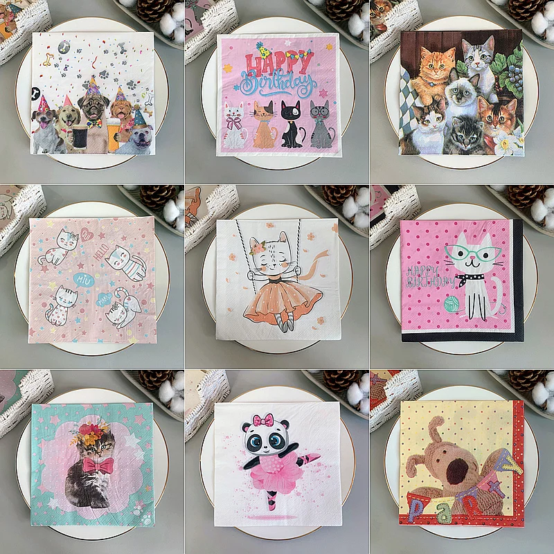20pcs/pack Decoupage Paper Napkins Cartoon Tissue G Birthday Party