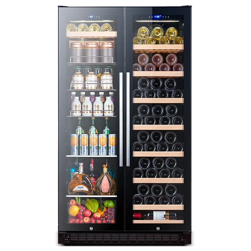 Freestanding Glass Display 2 Doors Beverage Wine Refrigerator With Lock