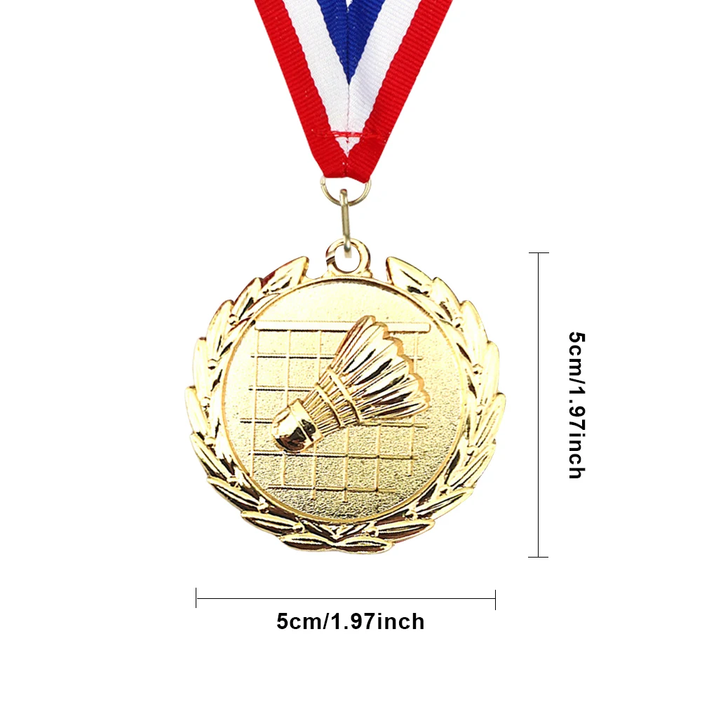 5cm Badminton Medal Gold/Silver/Bronze Medal with Neck Ribbon Metal Winner Medals Badminton Award Medals for Party Activities