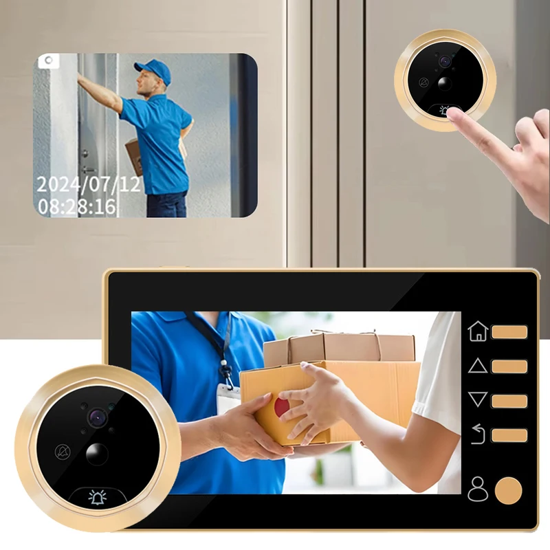 New 4.3 Inch Peephole 140° Smart Video Doorbells Door Viewer Camera Security Monitor 1080P HD Visual Doorbell