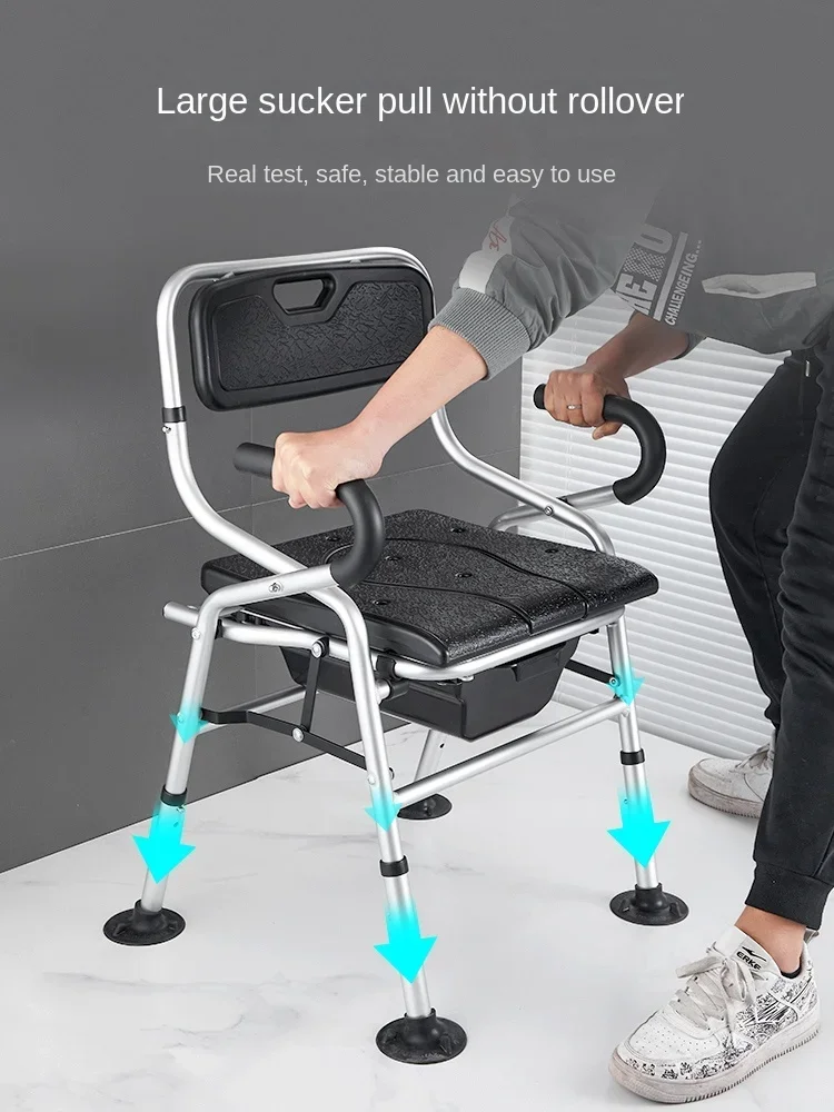 Elderly Support Toilet Chair, Bathroom Safety Enhancer, Stability Assist Seat, Foldable, NonSlip with Suction Cups Bathroom Aid 4