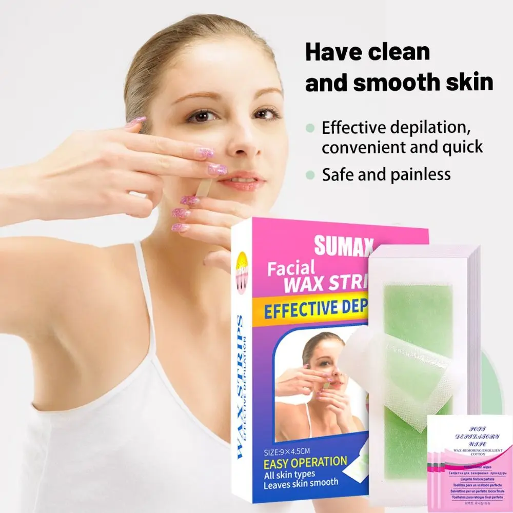 76Pcs Face Body Wax Strips Eyebrow Shaping Tape Upper Lip Cheek Hair Remover Quick Painless Waxing Strips Kit For All Skin Types 2