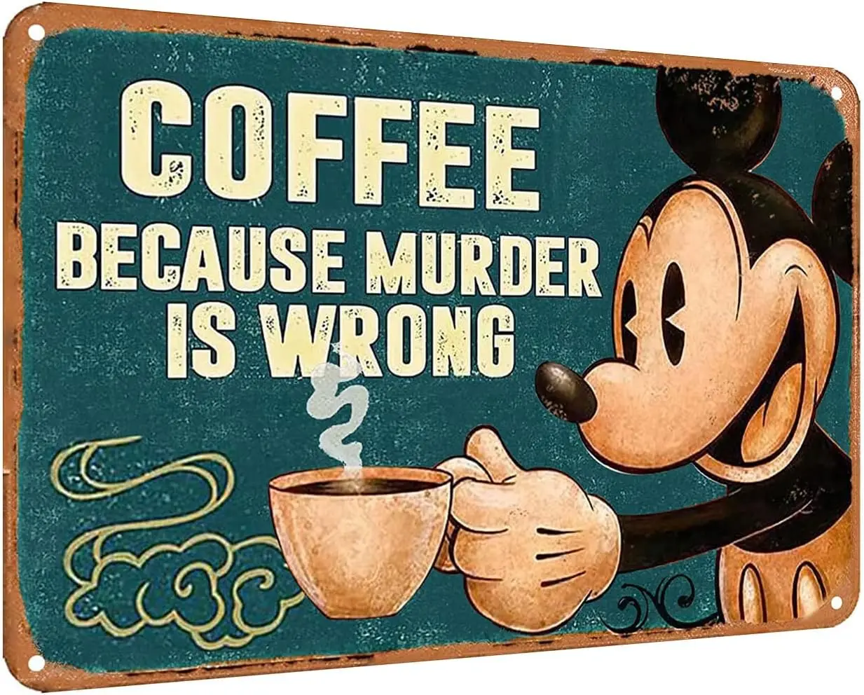 Coffee Sign Funny Kitchen Signs Vintage Metal Tin Wall Decor