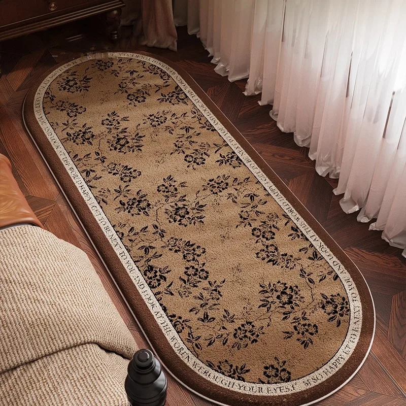 Retro Oval Living Room Carpet Floral Pattern Classic Creative Art Bedroom Runner Rug Home Decoration Sofa Coffee Table Mat Tapis