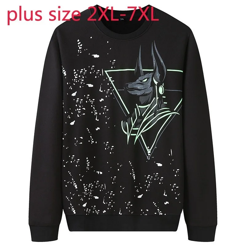 

Arrival Spring And Autumn Fashionable New Young Men Oversized Casual Round Printed Long Sleeve O-neck Plus Size 2XL-5XL 6XL 7XL