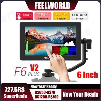 FEELWORLD F6 PLUS V2 4K 모니터, DSLR 필드 모니터, 3D LUT 터치 스크린, IPS FHD 1920x1080 비디오 카메라, 6 인치