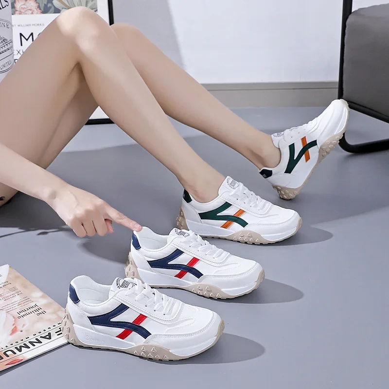 Fashion Women's Vulcanized Shoes Breathable Sneakers Woman Lace-up Soft Bottom Flats Shoes Casual Sneaker Zapatos Mujer