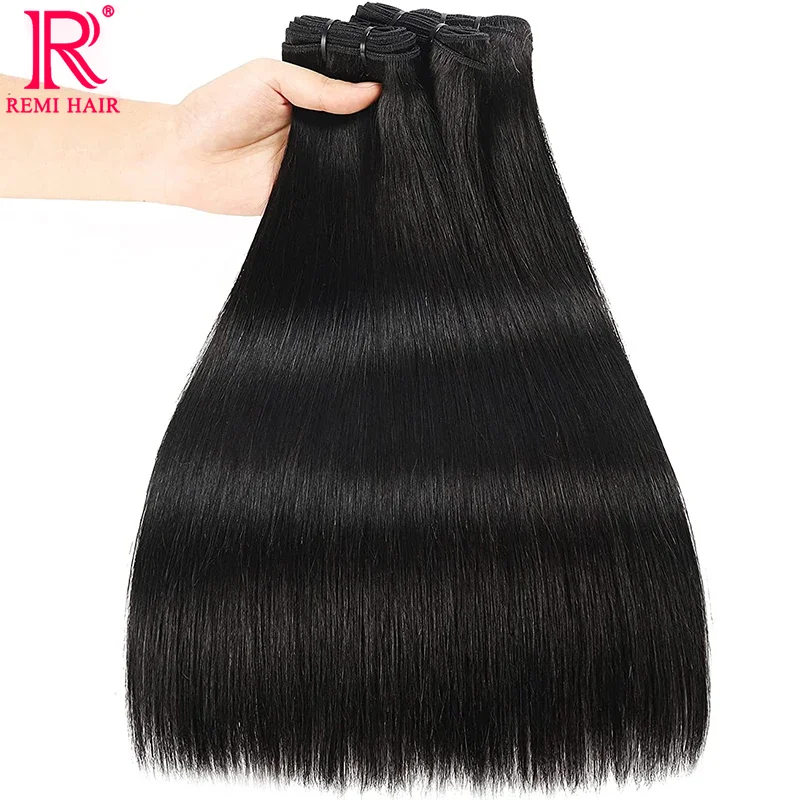 

100% Real Human Hair Extensions Double Drawn Weft Hair Natural Hair Black Straight Unprocessed Weaving Hair Virgin Hair Bundles