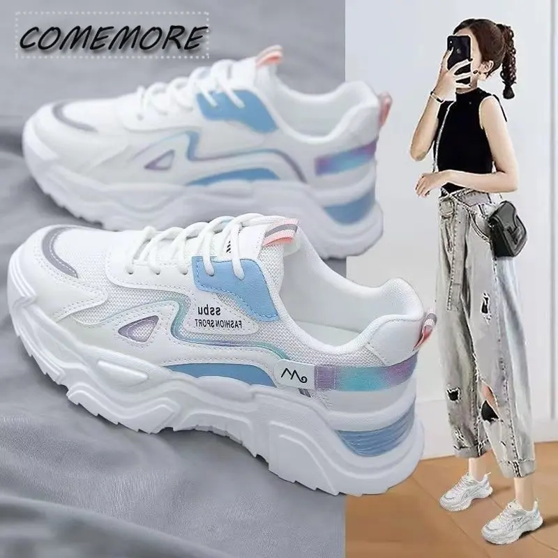 Women‘s Shoes 2023 New Fashion Breathable Mesh All-match Casual Shoes Lace Up Female Platform Shoes Sneakers Woman Zapatos Mujer