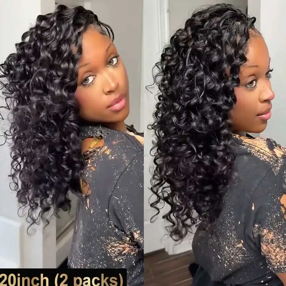 Capelli Umani Ondulati a Onda d'Acqua per Crochet, Senza Nodi, Raw Hair, Miracle Knots, Double Drawn, Vietnamita, per Treccine Boho - immagine 5