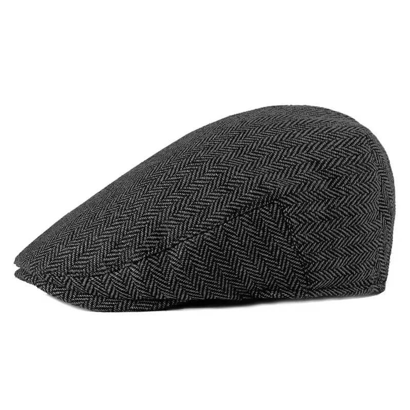 male beret New Berets Men High Quality Autumn Winter Wool Hat Herringbone Newsboy Flat Cap Artist Painter Hat Male Beret Caps gorras beret hunting cap