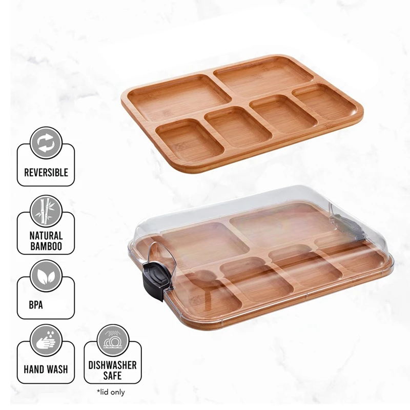 Bamboo Cutting Board With Lid 11X14 Inch Perfect For Charcuterie Snacks