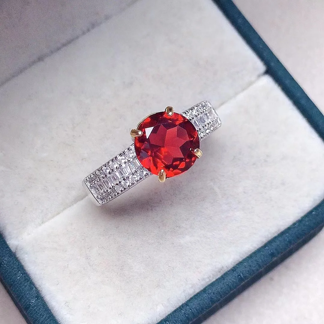 

2ct Natural Garnet Ring 8mm*8mm VVS Grade Garnet Silver Jewelry for Daily Wear Dazzling 925 Silver Band Ring