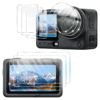 Protezione per Lenti e Schermo per DJI Osmo Action 6 - Pellicola in Vetro Temperato 9H Anti-graffio per Fotocamera Set di Accessori HD Trasparenti