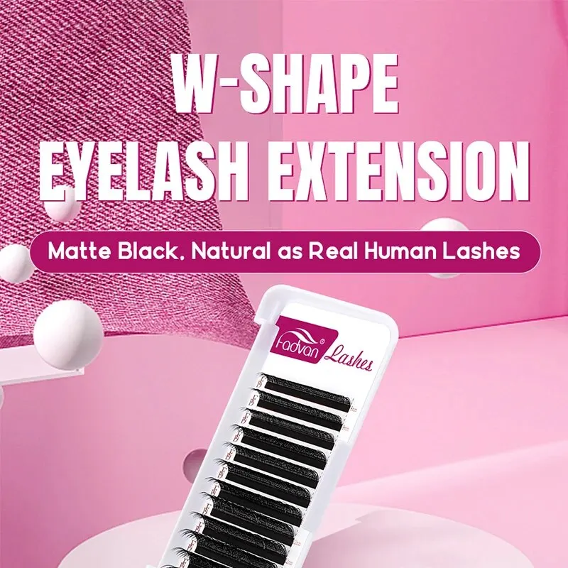 FADVAN W 3D 4D 5D 8-12/8-14mm Wimpern Wimpernverlängerung W-Form C/D Curl Neuartige Hybrid-Volumen Make-up Faux Mink Wimpern – Detail 1