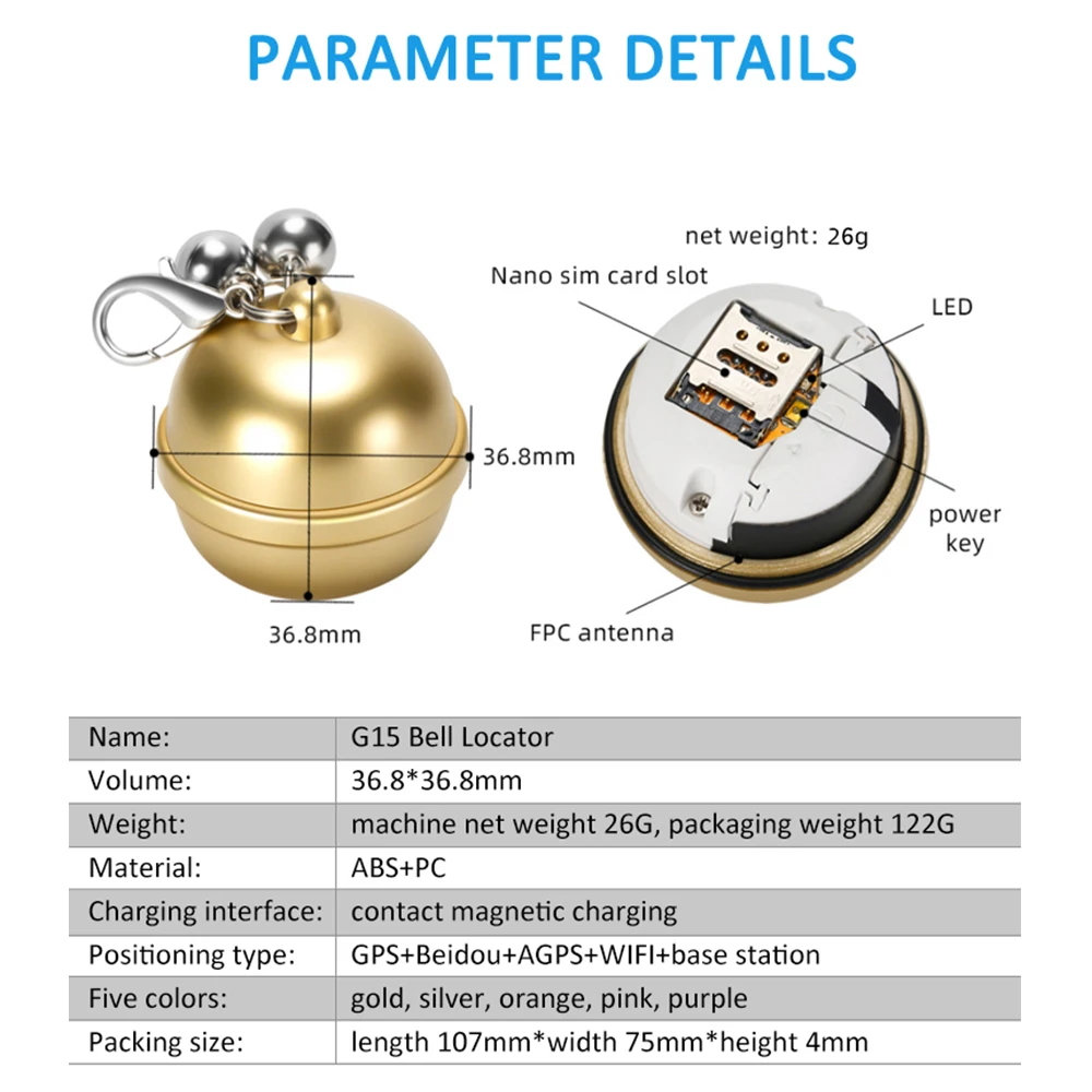 1Pc Universal Waterproof Pet GPS Tracker Collar Dog Cat Cattle Sheep Finder GSM Antilost Bell Locator Smart Tracking Positioning