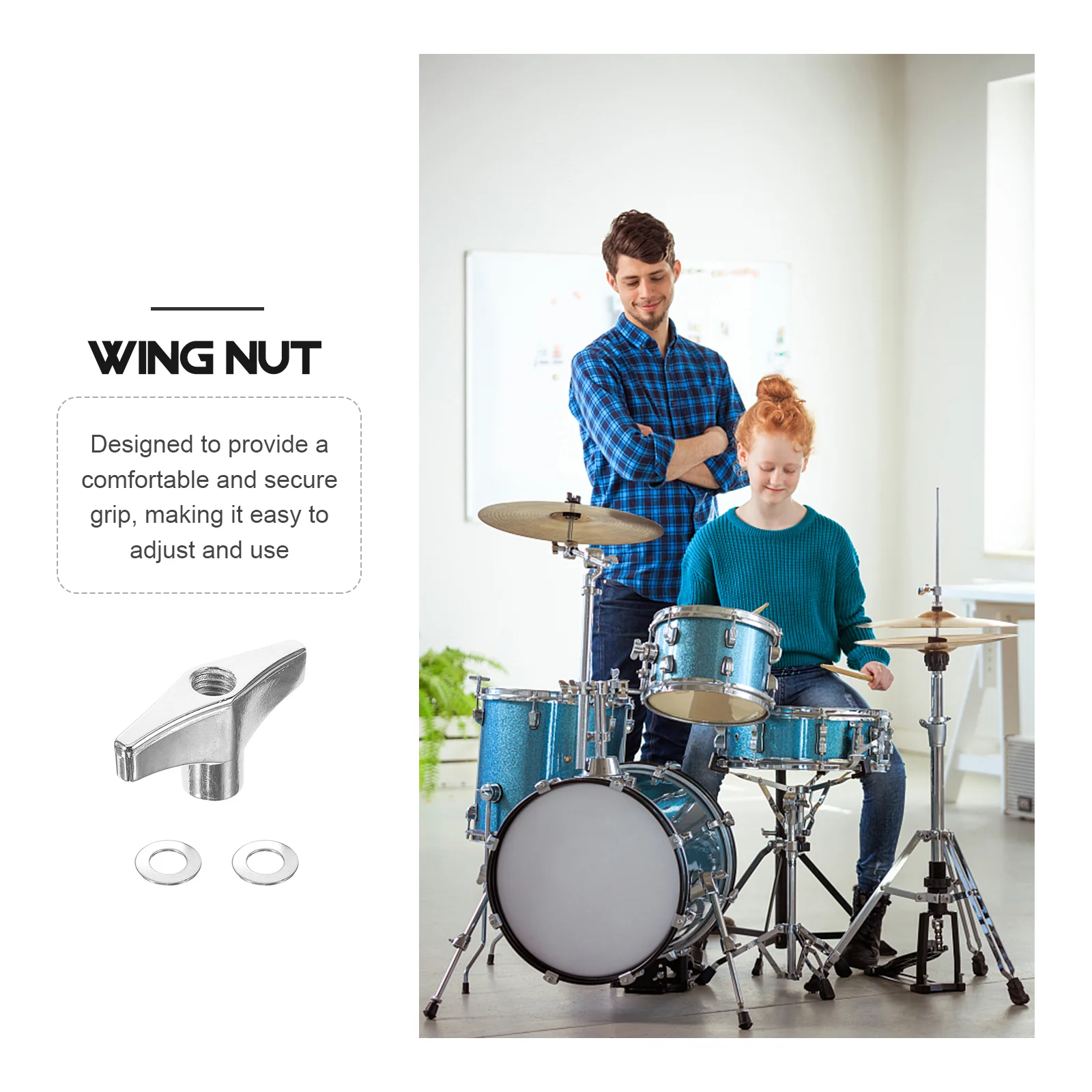Cymbal Fixing Screw Cap Wiper Mounting Nut Snare Drum Stand Knob Jazz Set Accessories Gasket Hand Tighten Wing Nuts