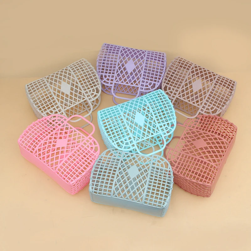 Plastic Portable Shopping Basket Fruit Vegetable Basket Bathroom Organizer Sundry Storage Foldable Bath Soft