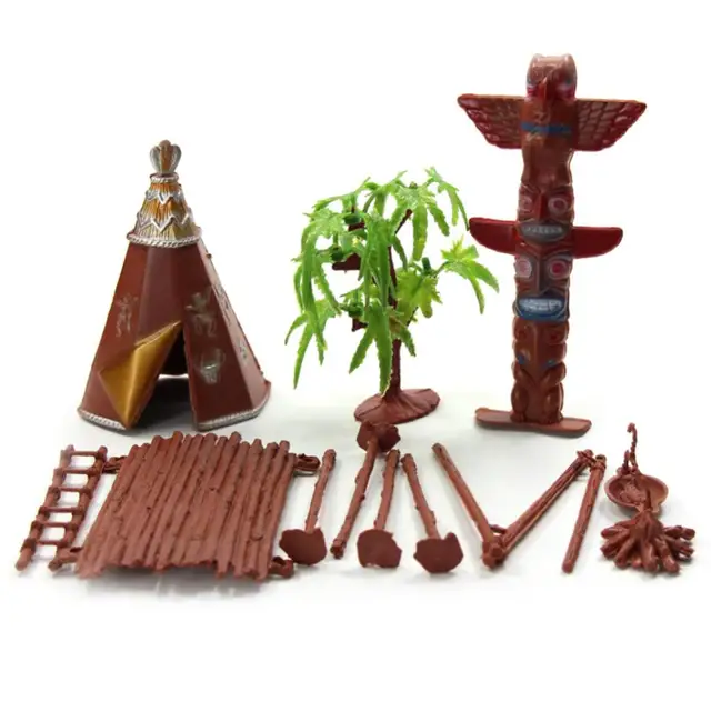 13Pcs/Set Indian Tribes Figures Model Home Desk Decor DIY Scenery Accessory educational toys birthday gifts 3