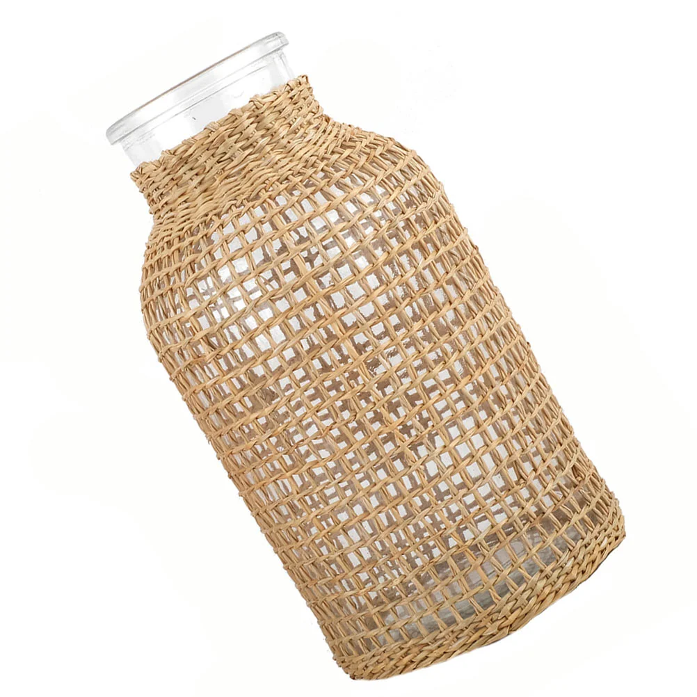 

Rattan Flower Vase Glass Flower Vase with Rattan Cover Flower Bud Vase Rustic Decorative Flower Vase Floral Container Farmhouse