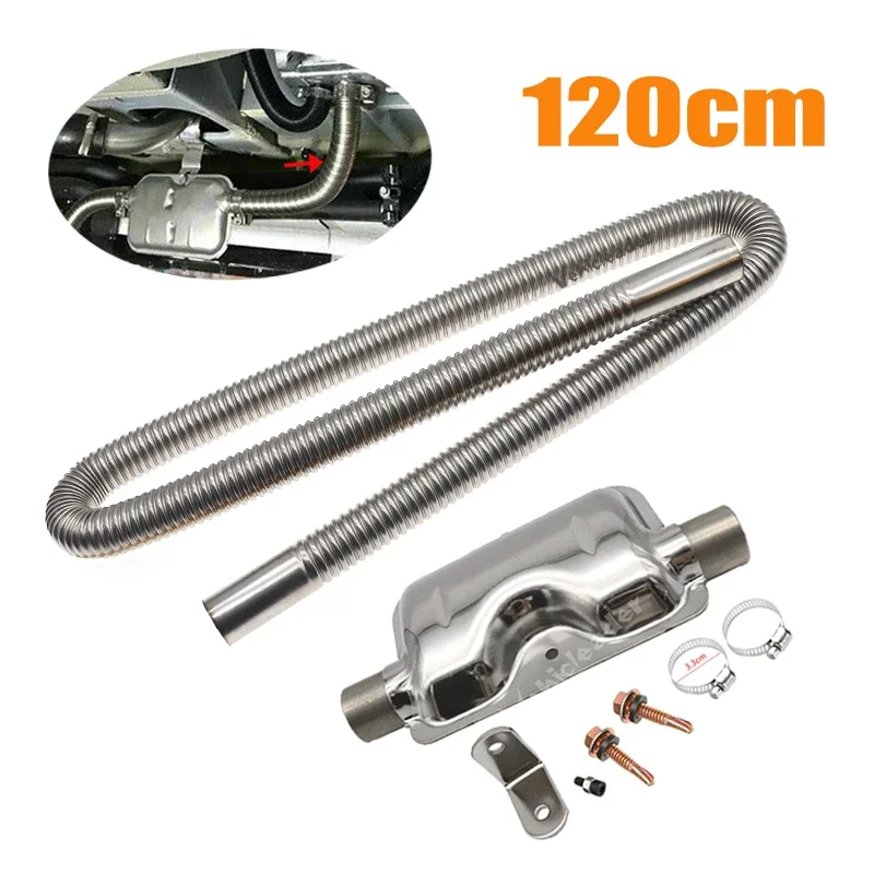 

2.5CM Inner Parking Air Heater 120cm Stainless Steel Exhaust Pipe Parking Air Heater Fuel Tank Diesel Gas Vent Hose with Muffler
