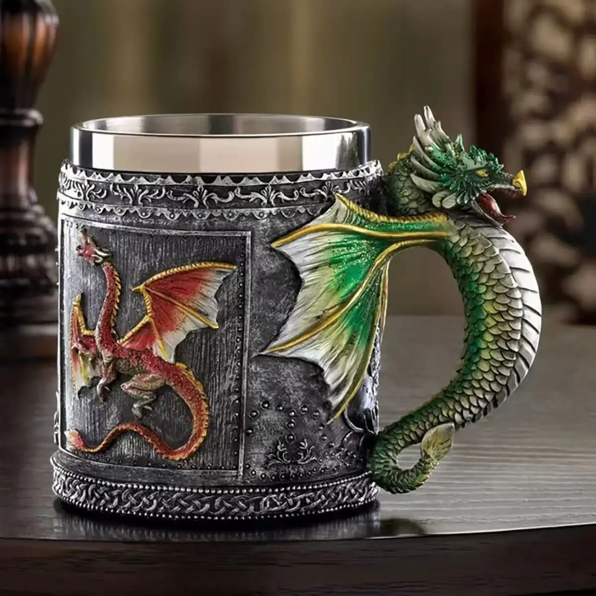 Creative Feilong Stainless Steel Mug, Personalized Retro Drinking Cup, Faucet Beer Cup_voghion.com