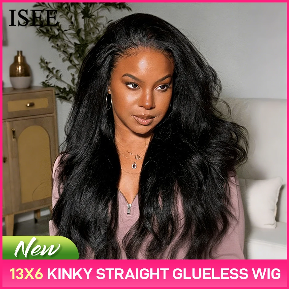 ISEE Glueless Kinky Straight Lace Front Wig