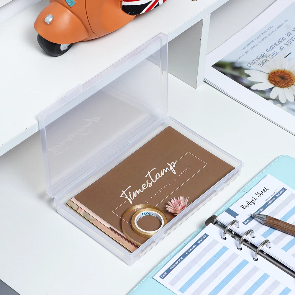 Ins Desktop Organizer Sticker Tape Storage Box Pencil Box Transparent Desk Storage School Office Supplies