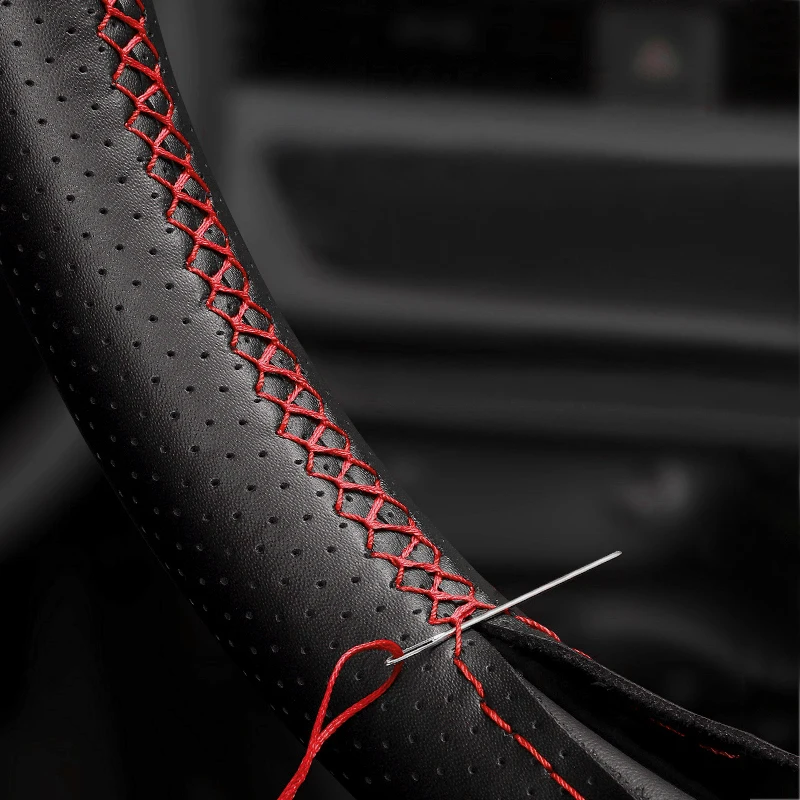 Hand Braid Car Steering Wheel Cover For Kia Sportage 4 KX5 2016-2019 K5 Optima 2016 2017 2018 Perforated Microfiber Leather Trim