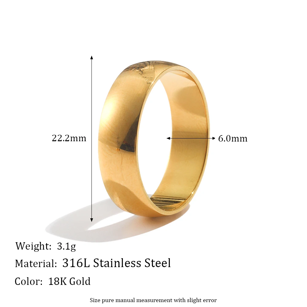 Waterproof Stainless Steel Gold-Plated Silver Rings - Universal Size, Minimalist Stackable Design