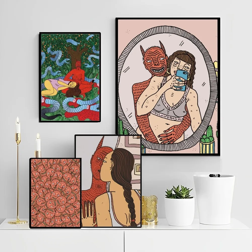 

Polly Nor Art Poster Self-adhesive Art Poster Retro Kraft Paper Sticker DIY Room Bar Cafe Vintage Decorative