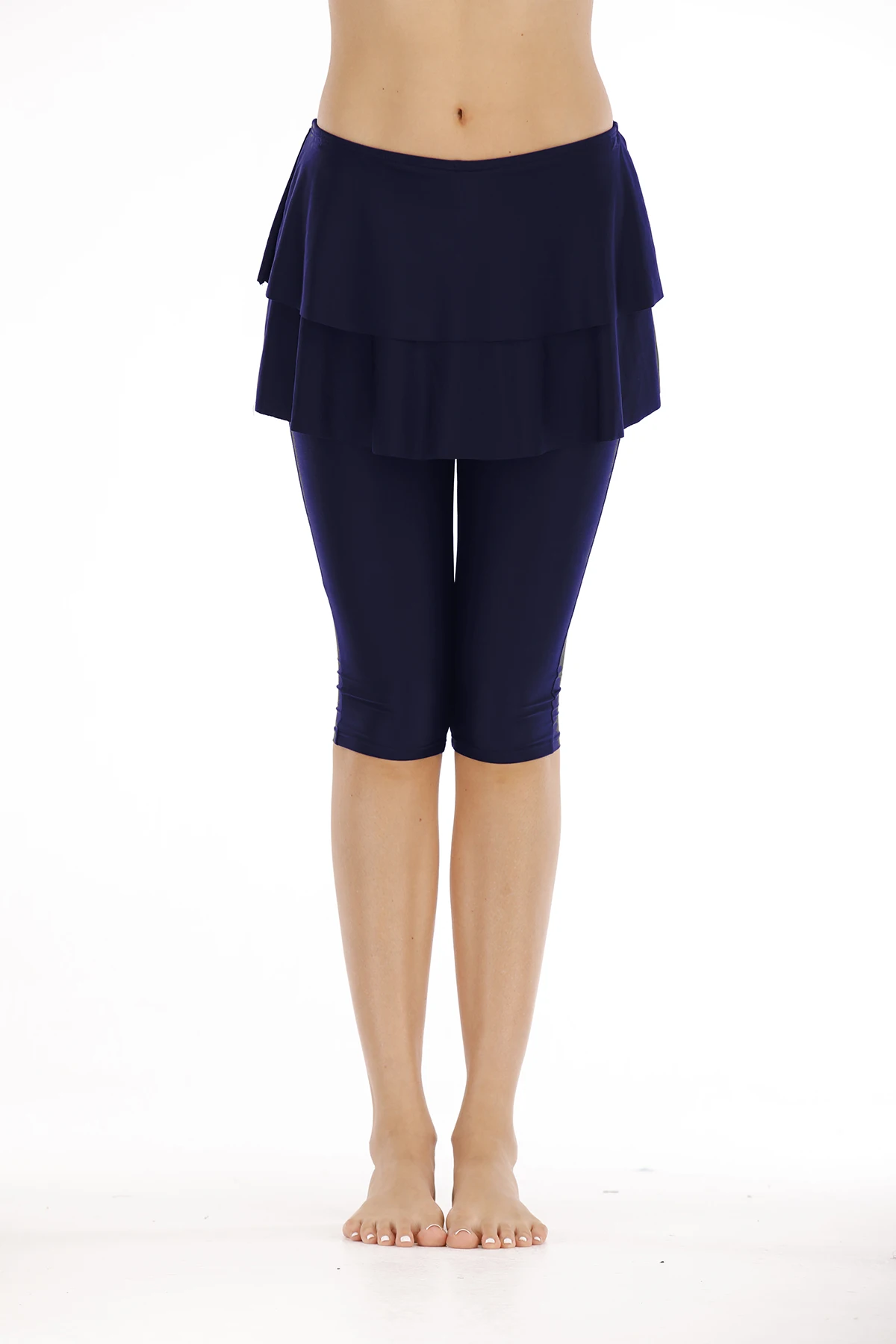 Women's Dark Blue Skirted Swim Legging Pants Cover-up UPF 50+ Sun Protection 1
