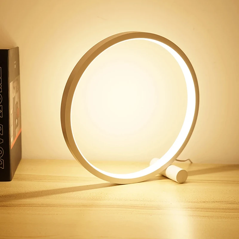 

Unique LED Table Lamp Bedroom Circular Acrylic Desk Lamp Living Room Dimmable Bedside Lamp Round Night Light Indoor Furniture