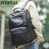 WESTAL Genuine Leather School Backpack for Students mochila Laptop Bag for 15.6'' Black Large Men Backpack for Travel  332 1