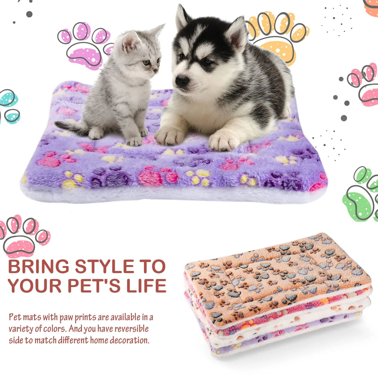 Title 3, Thicken Flannel Mat Pet Cat Beds Mats Dog Bed S...
