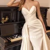 Love Beach Sexy Sweetheart Pleated Mermaid Wedding Dresses Elegant Detachable Train Sleeveless Floor Length Backless Customized 3