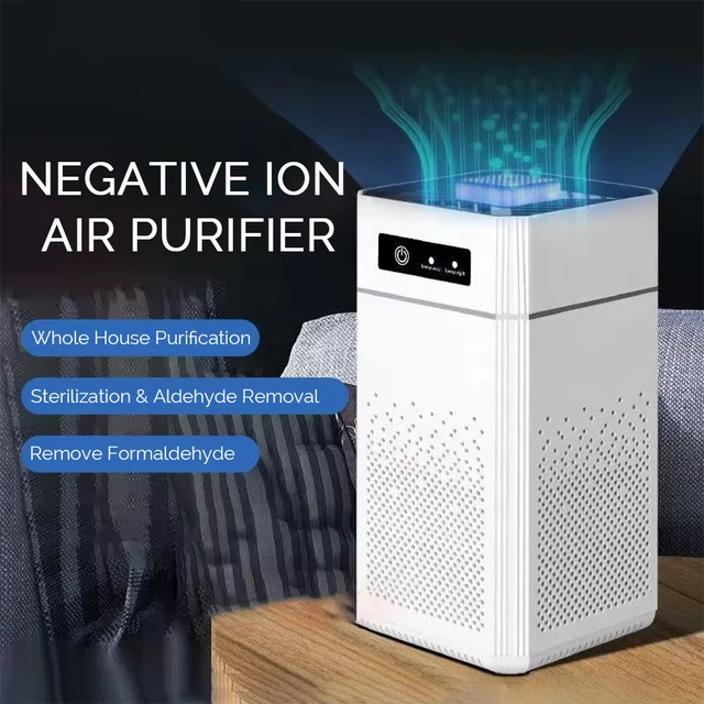 Purificateur d'air portable à ions négatifs, supporter ficateur d'air de bureau avec filtre HEPA pour la maison, la chambre, le bureau, la voiture, les toilettes, l'élimination des odeurs de fumée 1