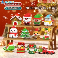 Christmas Building Block Santa Claus Snowman Elk Tree Micro Brick Puzzle Assembly Model Home Decoration Xmas Party Gift Kid Toy 1